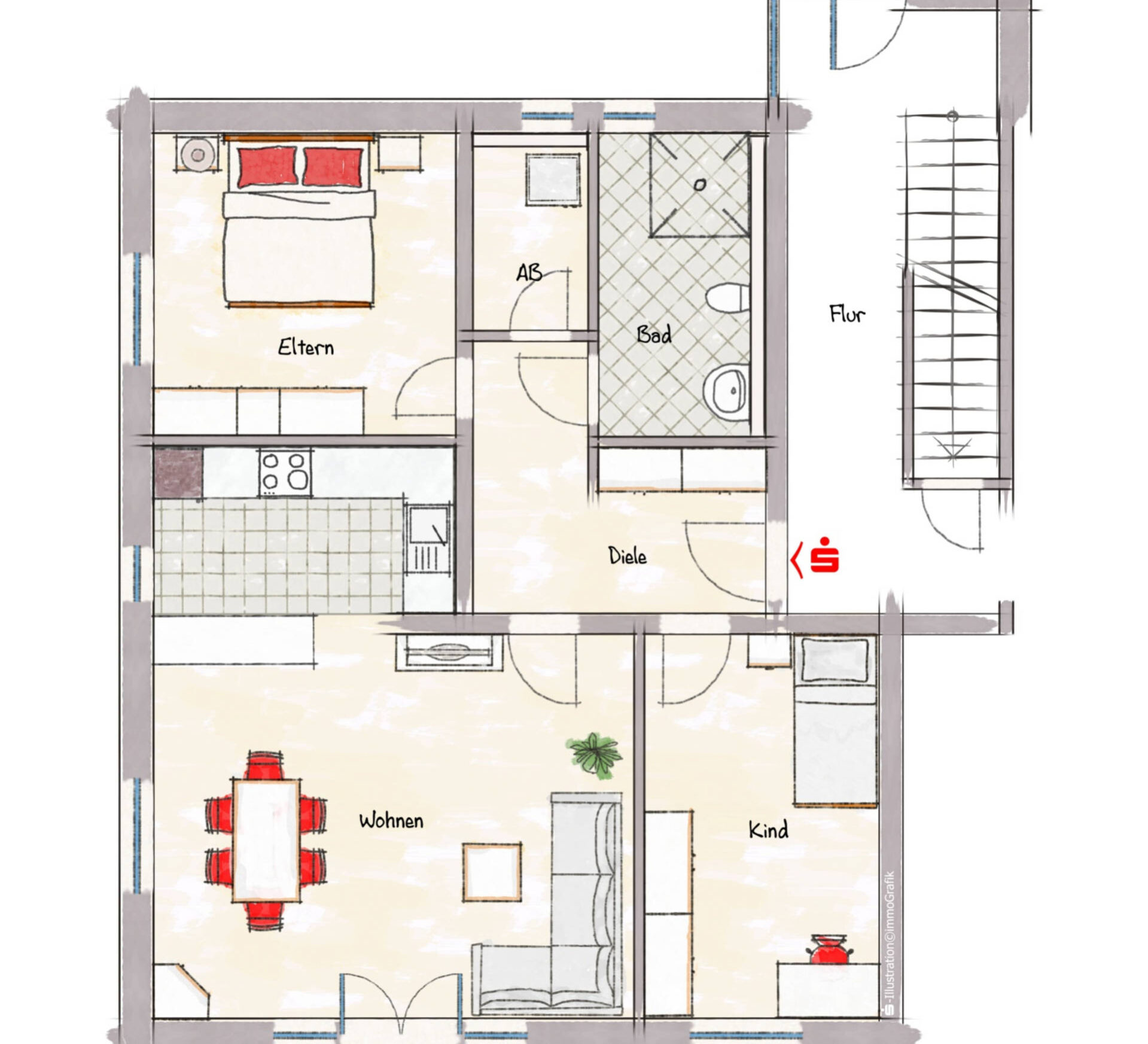 Grundriss 78 m² Wohnung