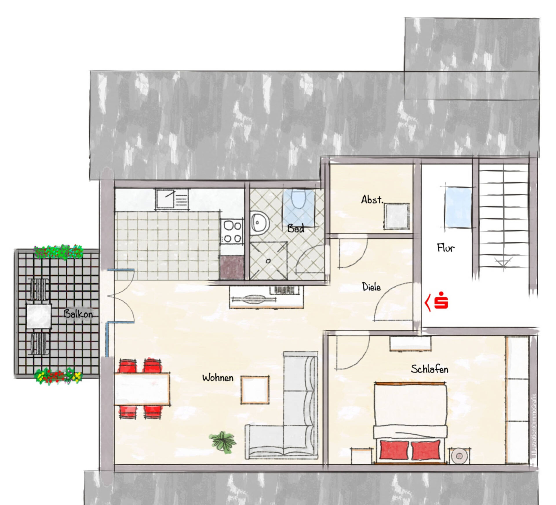 Grundriss 48 m² Wohnung